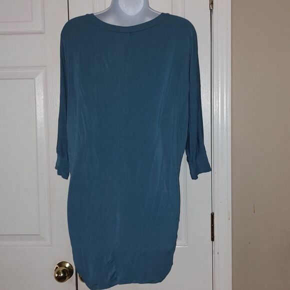 By Johnny bluish tunic side gather shirt  Sz L - Picture 4 of 5